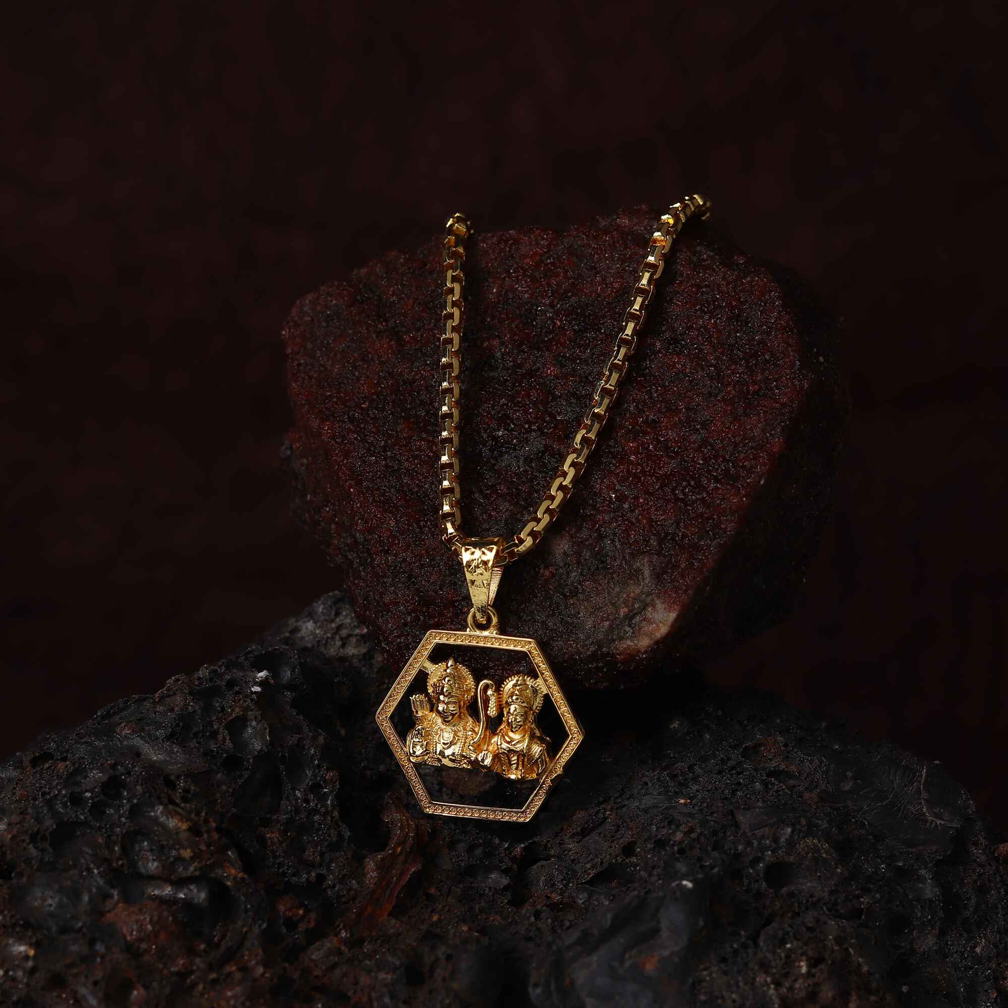 Gold Plated Ram and Sita Pendant with Chain