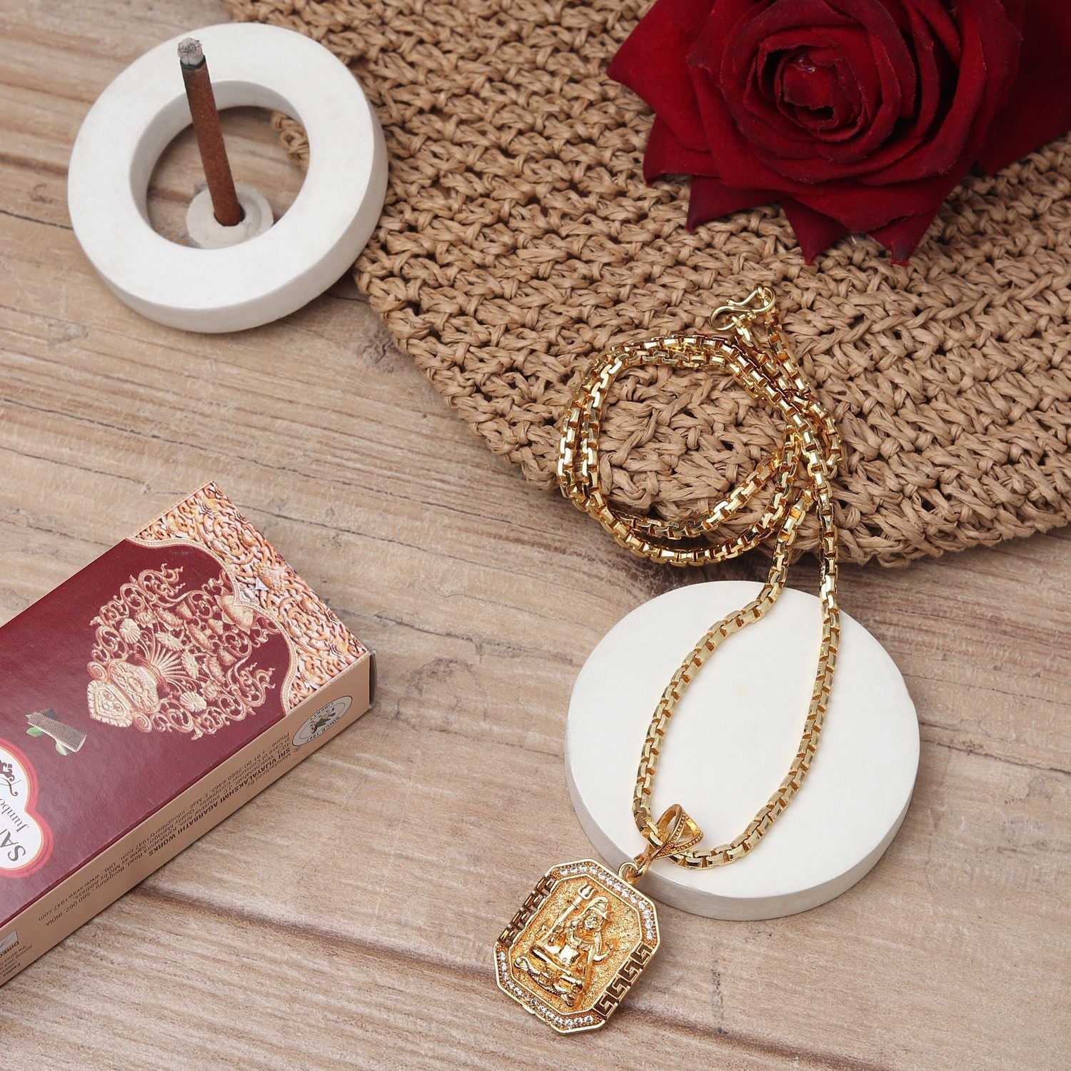 Gold Plated Lord Shiva Mahadev Pendant Chain Necklace