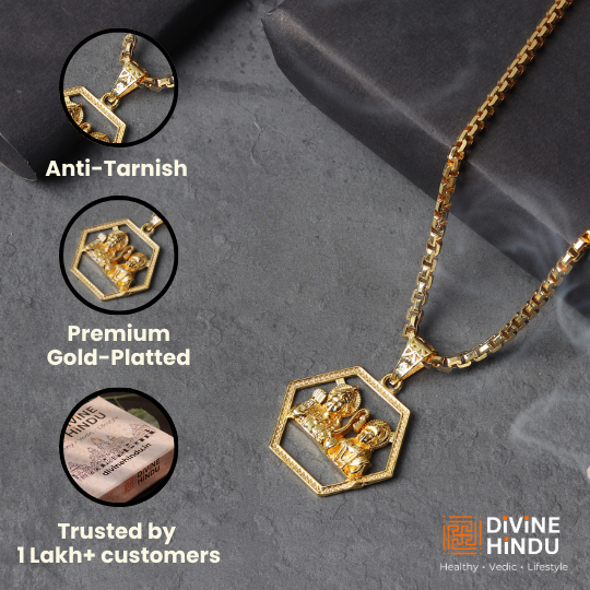 Gold Plated Ram and Sita Pendant with Chain