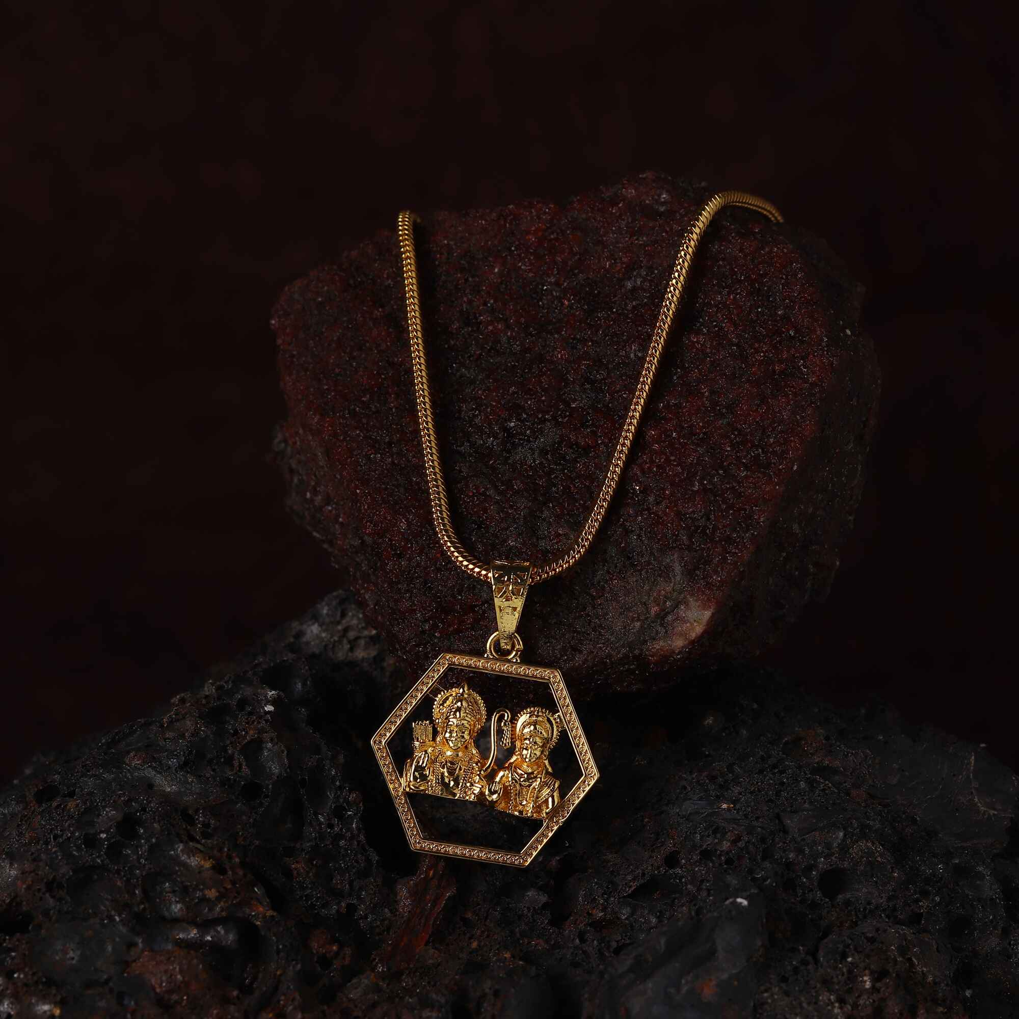 Gold Plated Ram and Sita Pendant with Chain