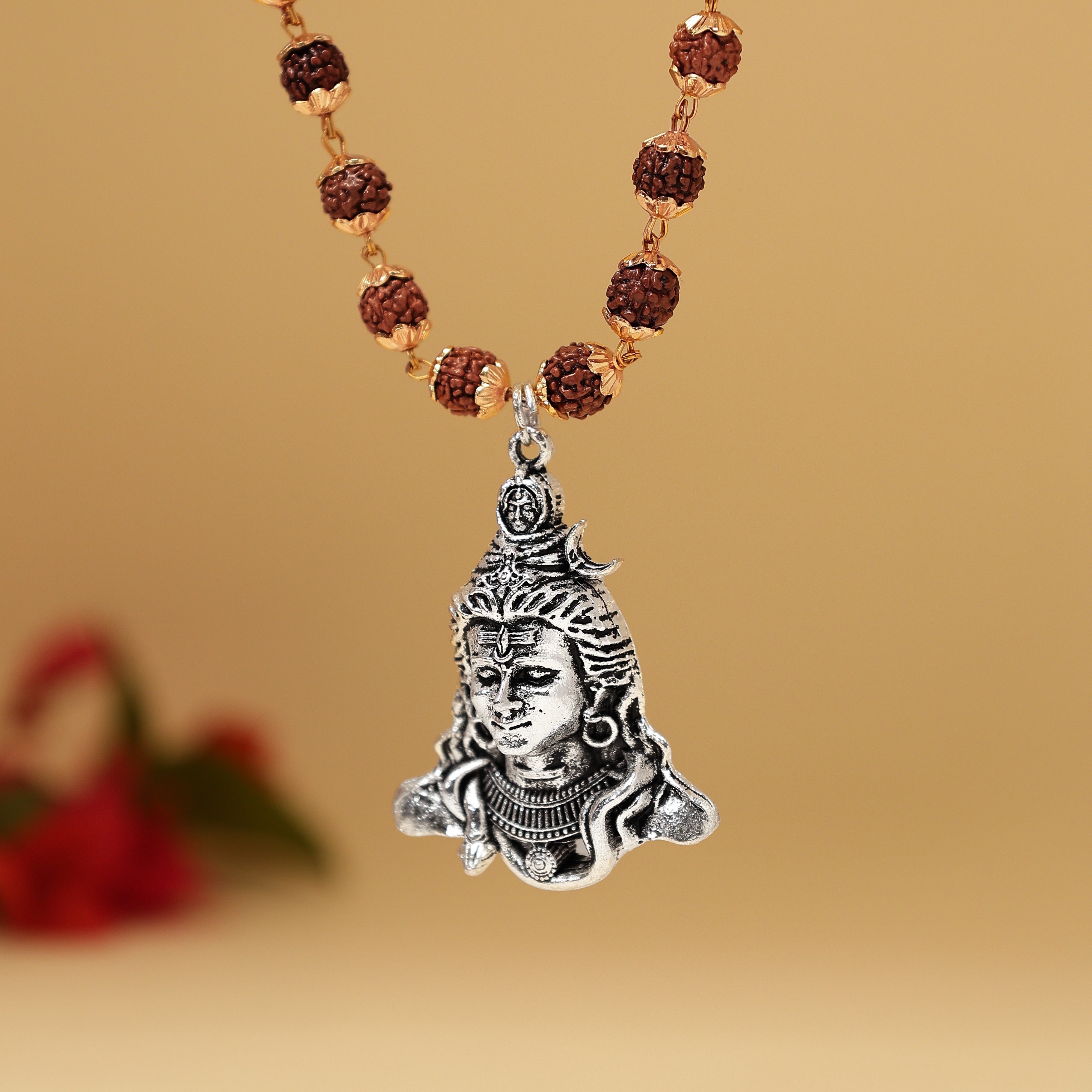 Gold-Plated Shiva Adi Yogi Rudraksha Necklace