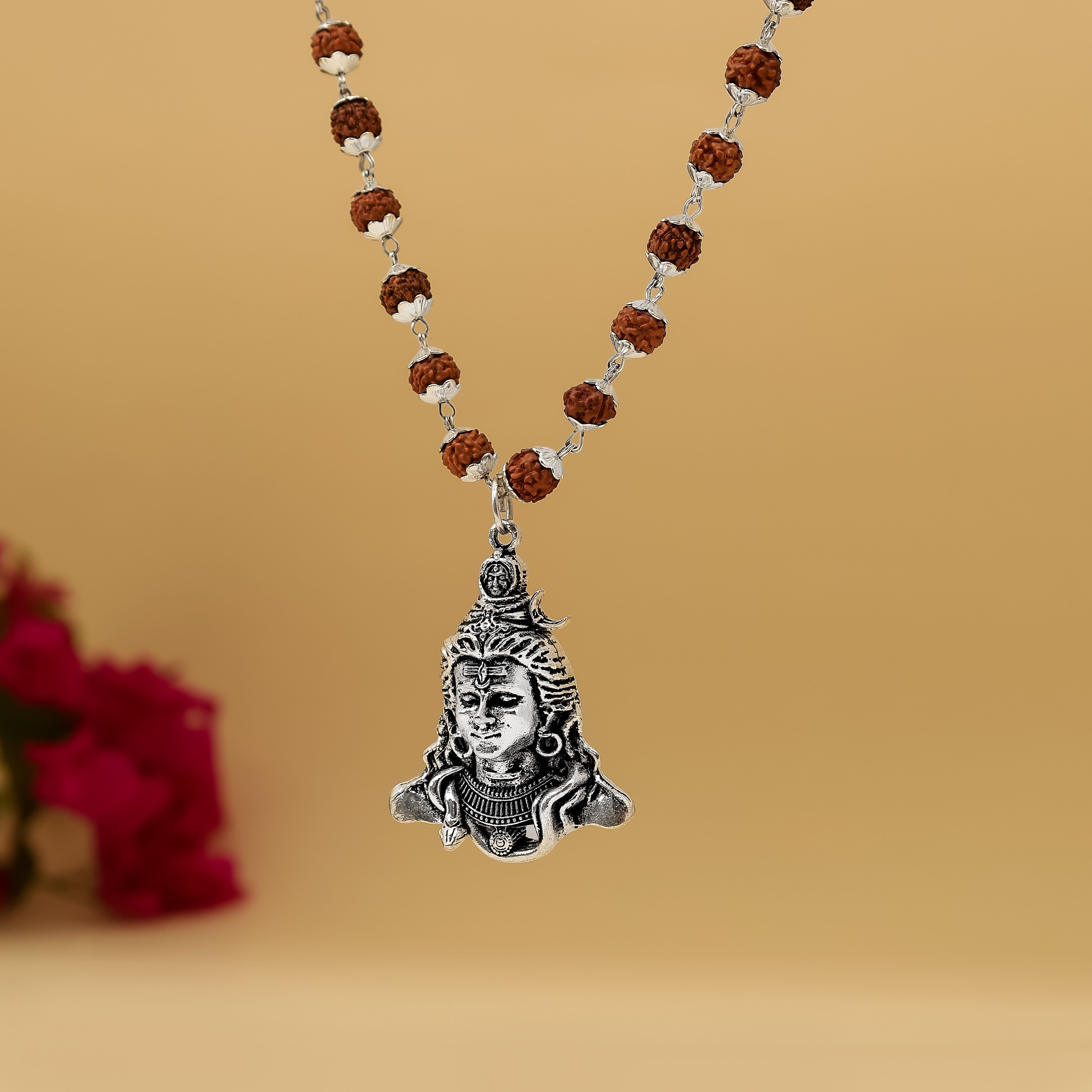 Gold-Plated Shiva Adi Yogi Rudraksha Necklace